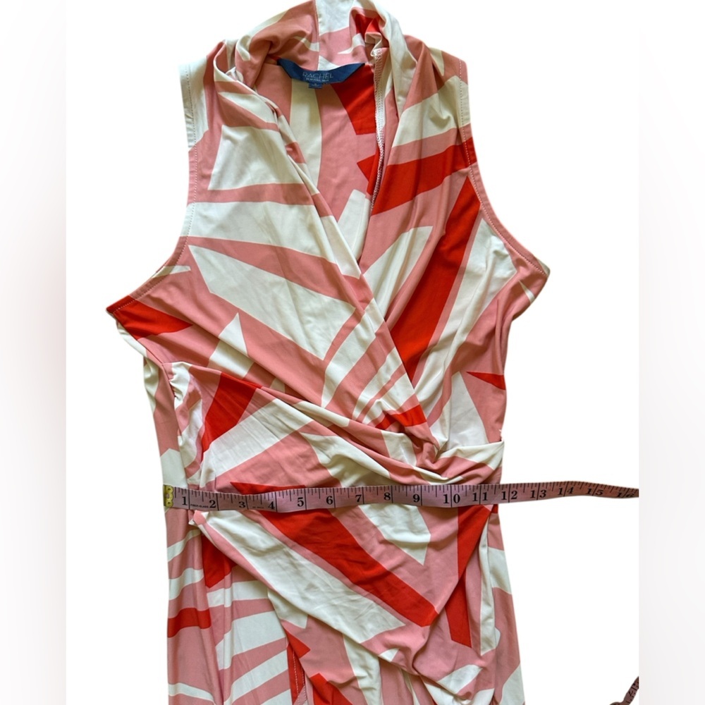 RACHEL ROY Small Pink Orange faux wrap Sleeveless Women’s Midi dress - Picture 10 of 13